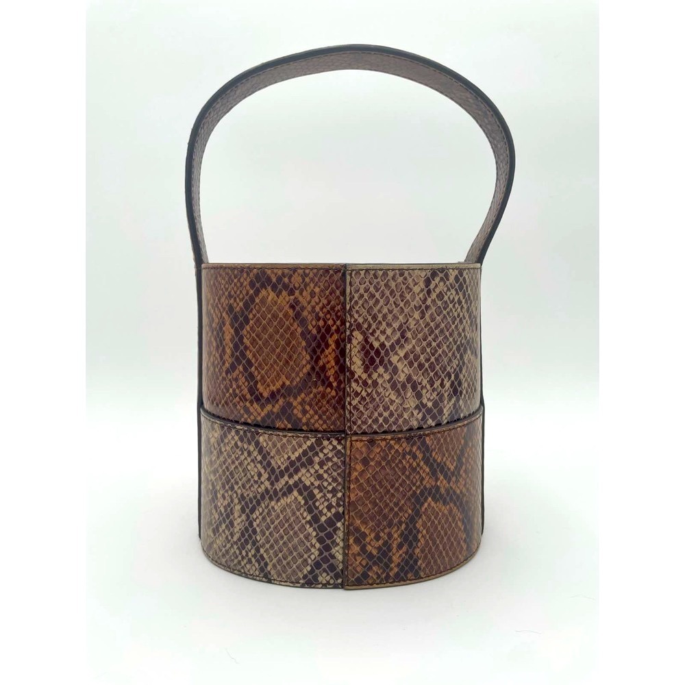 STAUD Bissett Snakeskin Embossed Leather Bucket Bag